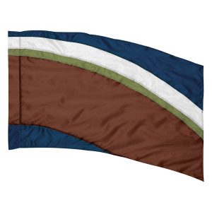 custom navy, white, green, and brown color guard flag