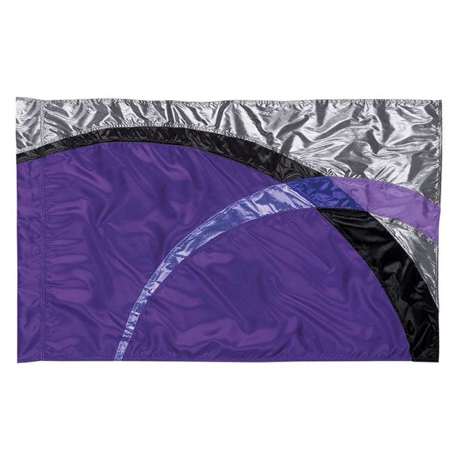 custom purple, black and silver color guard flag