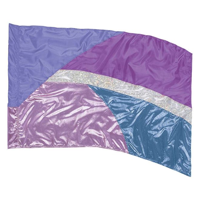 custom purples and silver color guard flag