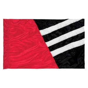 custom red, black and white color guard flag