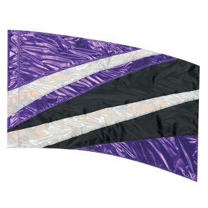 custom purple, white, and black color guard flag