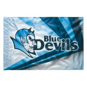 custom blue and white devils printed spirit flag
