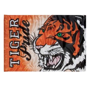custom orange tiger printed spirit flag