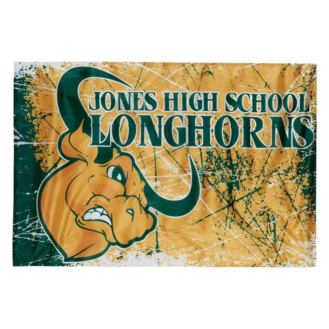 custom green and yellow longhorns printed spirit flag