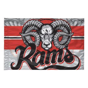 custom white and red rams printed spirit flag