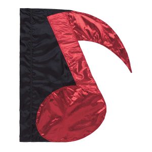 custom black with red music note color guard swing flag