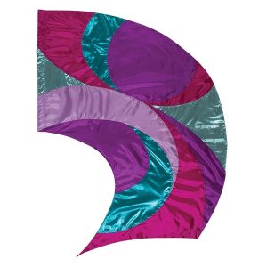 custom pink, purples, and blues color guard swing flag