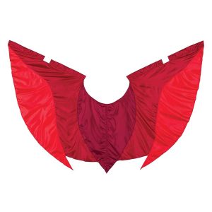 custom sewn dragon fire wings in flame, red, and crimson