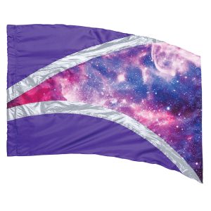 violet and silver hybrid color guard flag