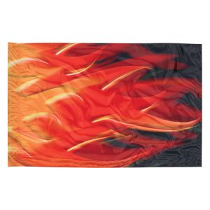 red fire with black background printed color guard flag