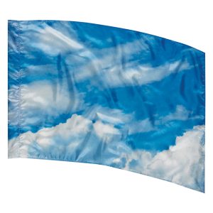 blue sky with white clouds printed color guard flag