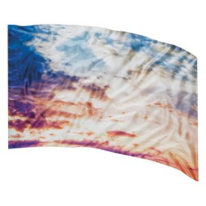 cloudy sky with blue and yellows sunset printed color guard flag
