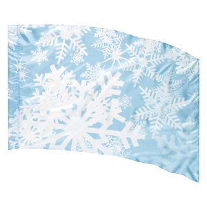 light blue background with white snowflakes printed color guard flag