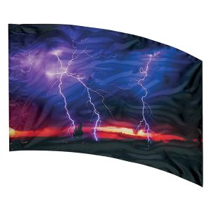 dark sky with purple lightning printed color guard flag