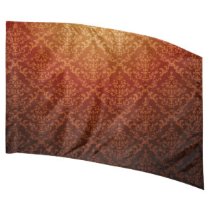 repeating floral filigree design on yellow to red to black gradient background printed color guard flag