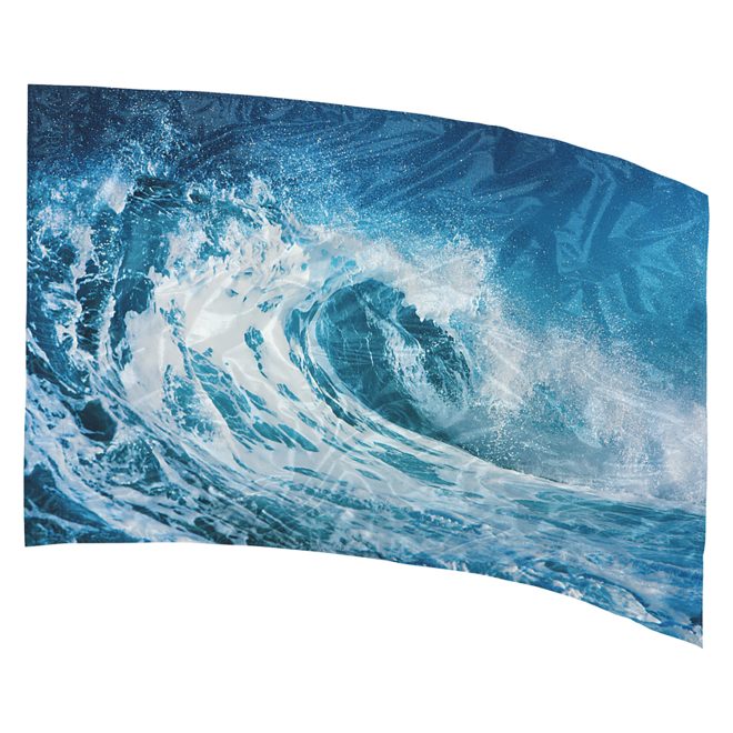blue and white wave printed color guard flag