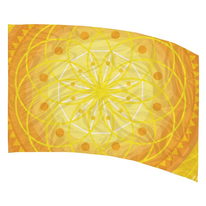 geometric mandala design in shades of yellow printed color guard flag