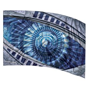 blue bionic eye with grey eyelids printed color guard flag