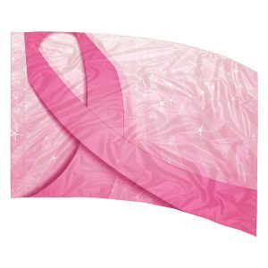 breast cancer ribbon on light pink rays background with white stars printed color guard flag