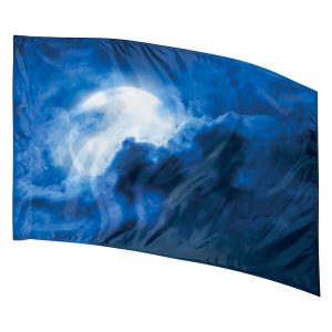 dark blue clouds with white moon peaking out printed color guard flag