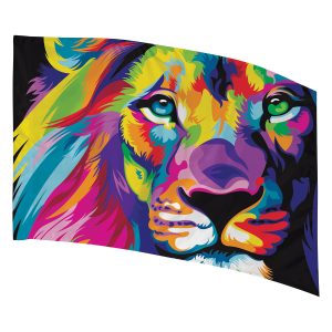 colorful lion printed color guard flag