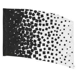 white with black blocks into solid black printed color guard flag