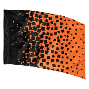 orange with black blocks into solid black printed color guard flag