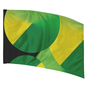 green, yellow and black printed color guard flag