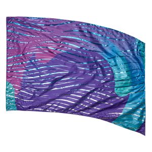 purple and teal swirls with metallic teal swirls all over top genesis color guard flag