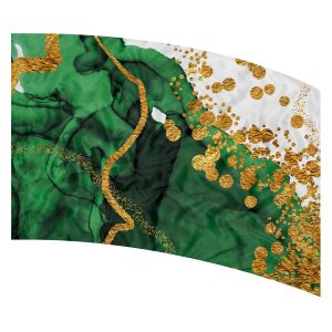 green and white marble with gold printed color guard flag