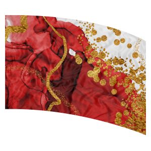 red and white marble with gold printed color guard flag