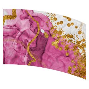 pink and white marble with gold printed color guard flag