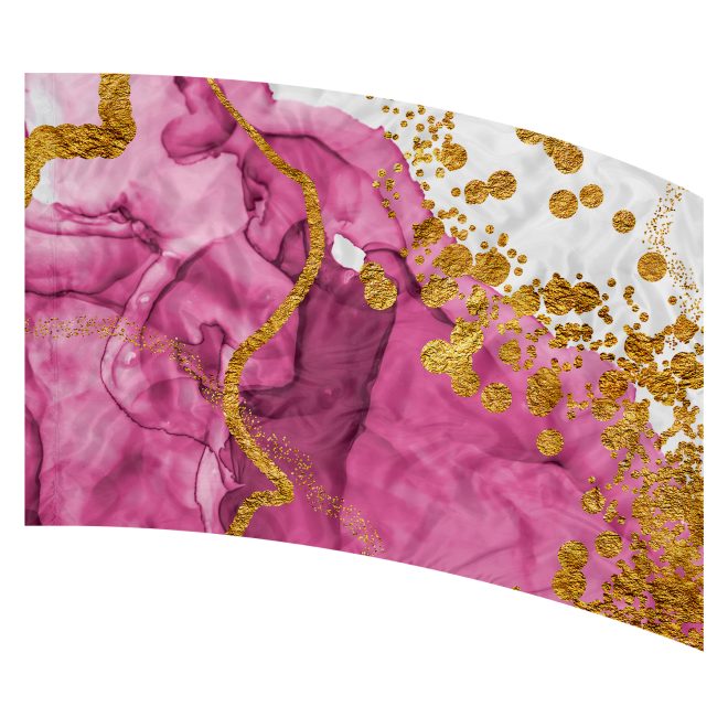 pink and white marble with gold printed color guard flag