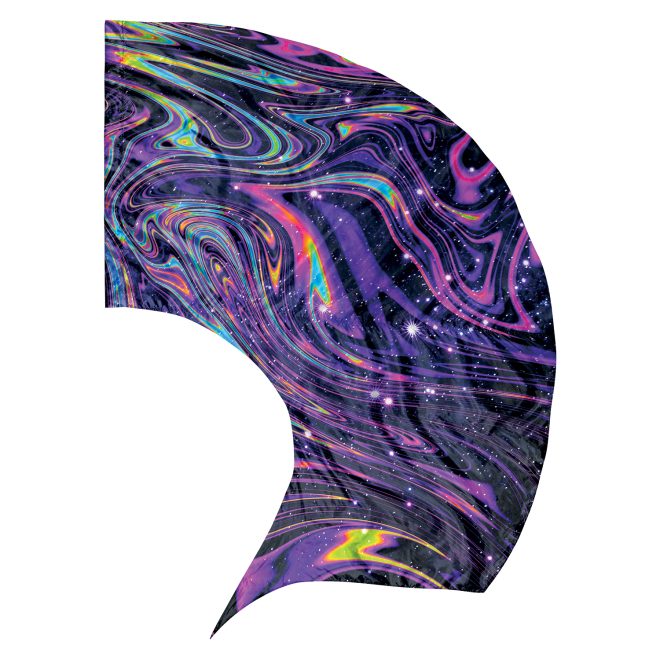 purple iridescent printed color guard swing flag