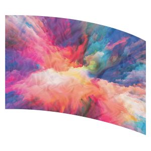 Burst blues, pinks, and purples printed color guard flag