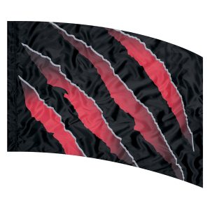 Black with claw marks showing red printed color guard flag