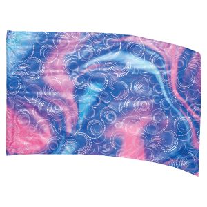 Blue and pink with white swirls genesis color guard flag