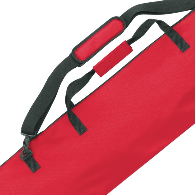 red personal guard equipment bag close up of straps