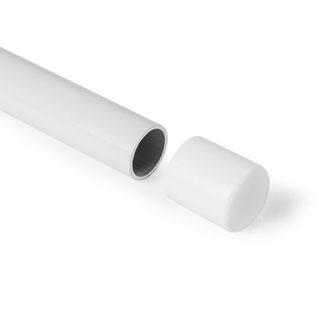 white plastic flag pole cap showing attachment to pole