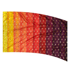 color guard flag with yellow, orange, red, and maroon bars in order of lightest to darkest with gold metallic on top