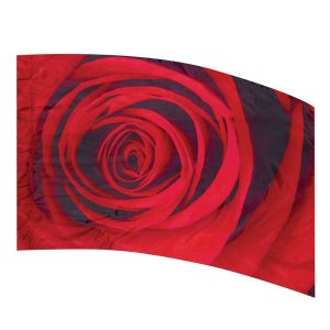 color guard flag with a close up photo of a rose from above