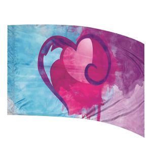 color guard flag with a pastel abstract heart design on a watercolor background