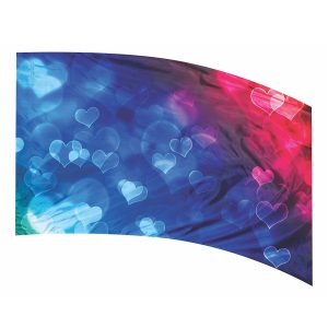 color guard flag with a Heart bokeh design in Blues, Violets, and Pinks