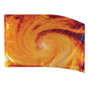 color guard flag with a Molten lava swirl design in flame colors