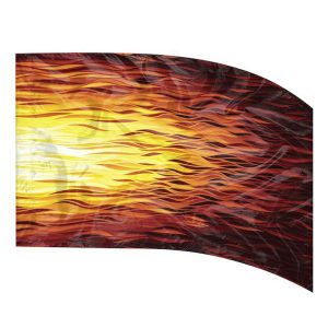 color guard flag with a dark Flame illustration in Black, Maroon, Orange, Yellow, and White