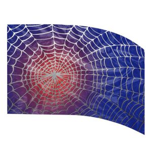 color guard flag with a Spider web illustration on a Blue, Purple, and Red gradient background