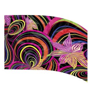 color guard flag with a Colorful psychedelic 60s flower and swirl illustration