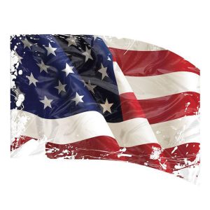 color guard flag with a Grungy rippling American flag illustration in red, white, and blue