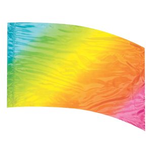 color guard flag with a bright Turquoise, Green, Yellow, Orange, Pink diagonal fade