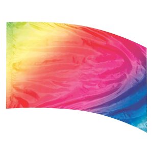 color guard flag with a Green, Yellow, Red, Fuchsia, Royal, Turquoise diagonal fade
